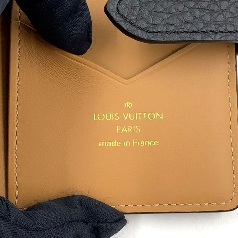 Louis Vuitton Vertical Wallet Leather Brown Black Gold