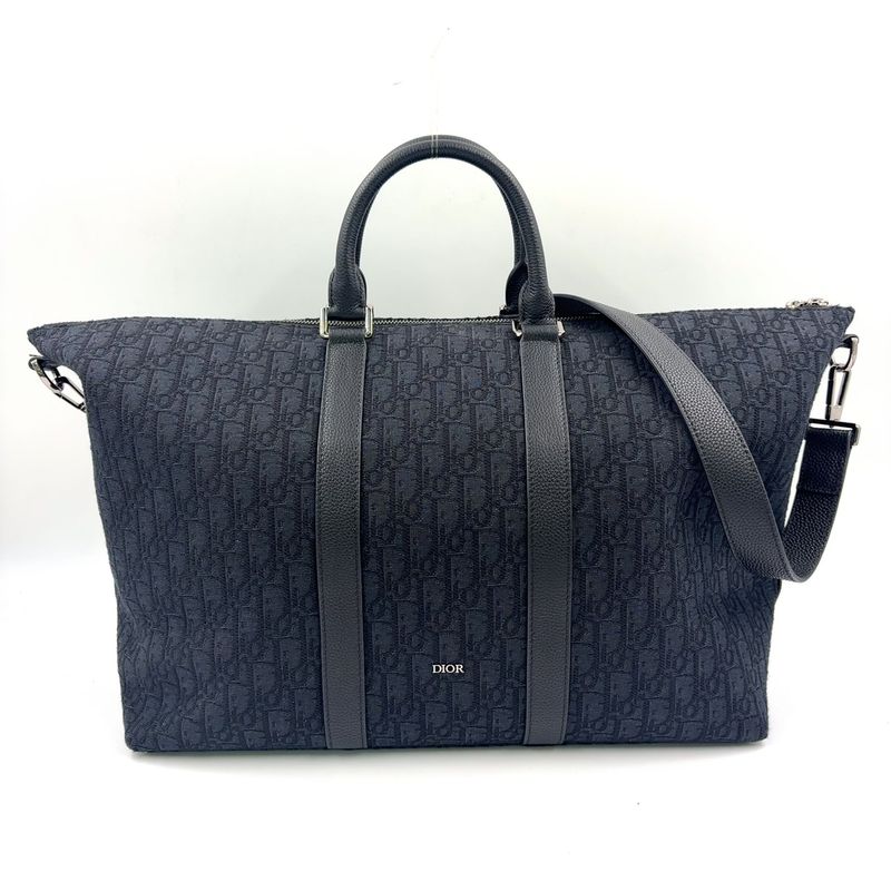Dior 2-Way Shoulder Cotton Calfskin Black Handbag