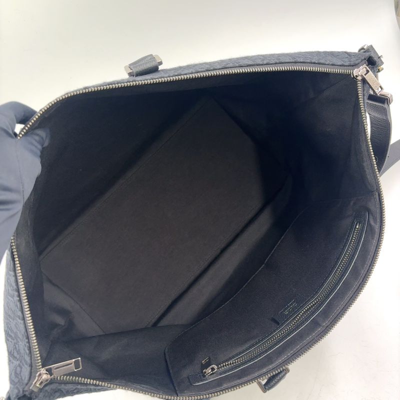 Dior 2-Way Shoulder Cotton Calfskin Black Handbag