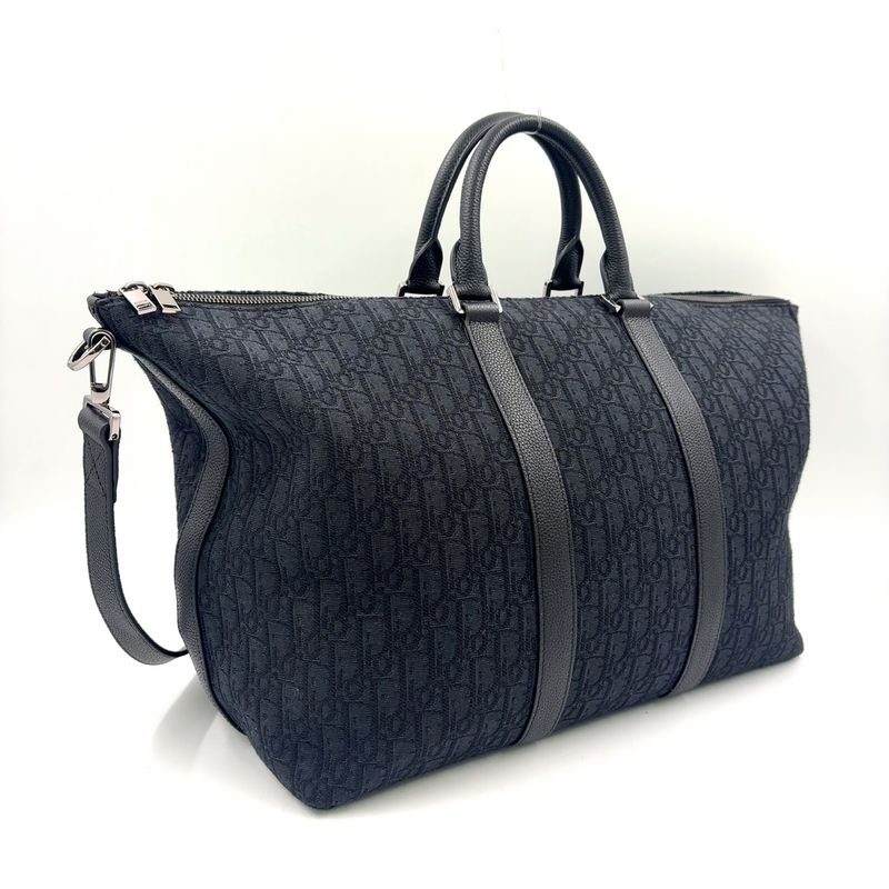 Dior 2-Way Shoulder Cotton Calfskin Black Handbag