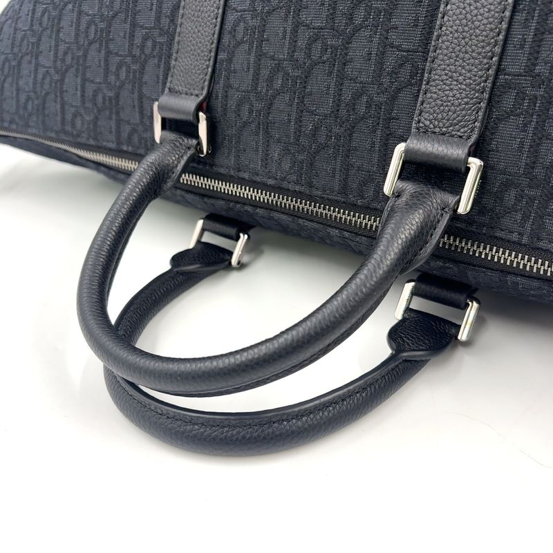 Dior 2-Way Shoulder Cotton Calfskin Black Handbag