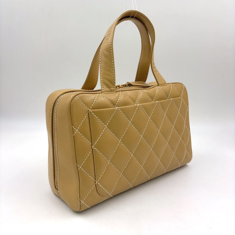 Chanel Wild Stitch Lambskin Yellow Boston Bag Gold