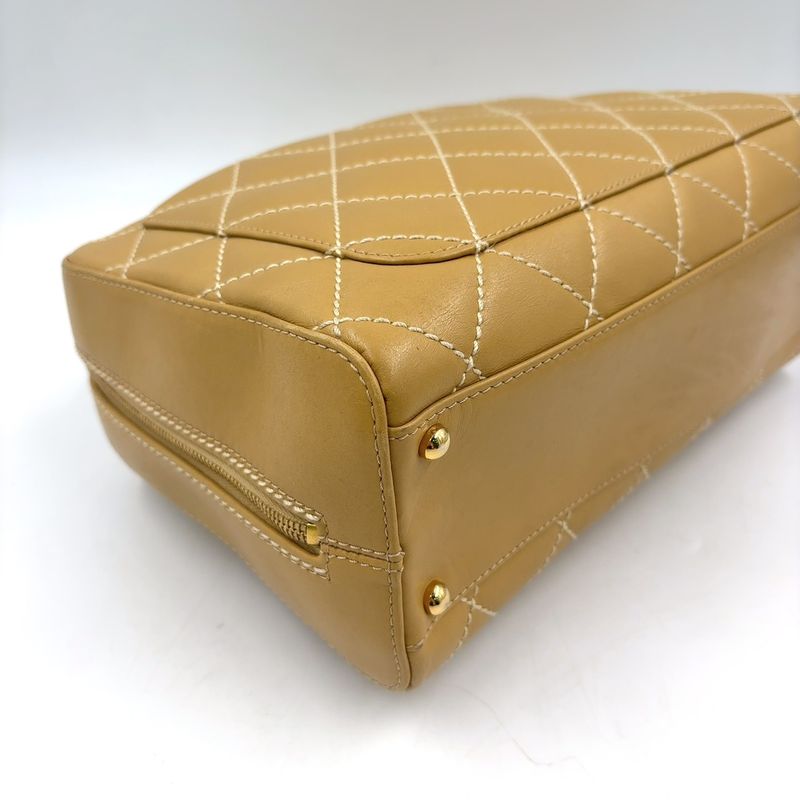 Chanel Wild Stitch Lambskin Yellow Boston Bag Gold
