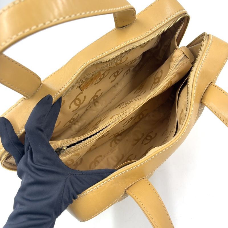 Chanel Wild Stitch Lambskin Yellow Boston Bag Gold