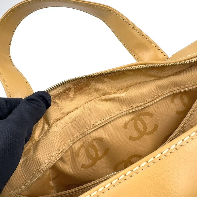 Chanel Wild Stitch Lambskin Yellow Boston Bag Gold