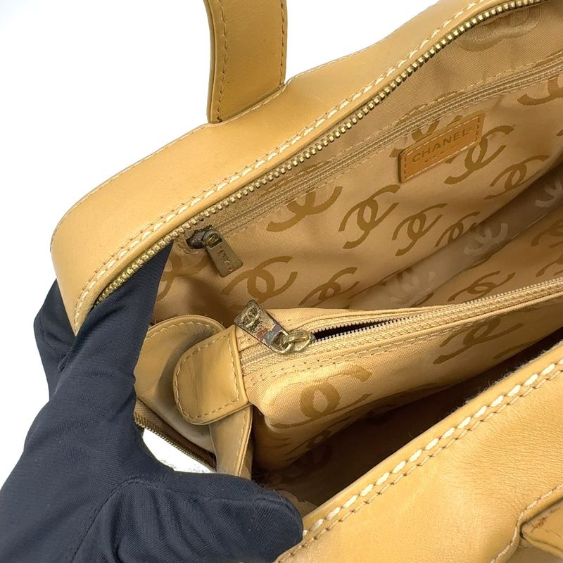 Chanel Wild Stitch Lambskin Yellow Boston Bag Gold