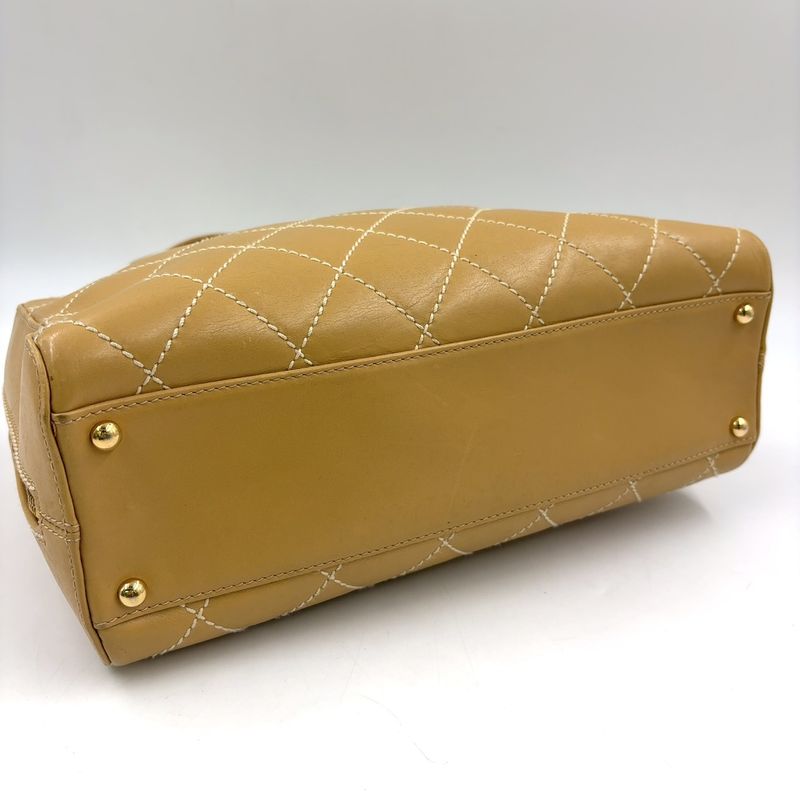 Chanel Wild Stitch Lambskin Yellow Boston Bag Gold