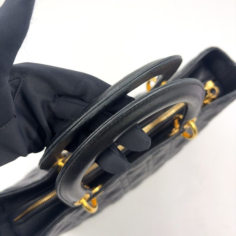 Dior Cannage Lambskin Black Handbag Gold