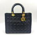Dior Cannage Lambskin Black Handbag Gold