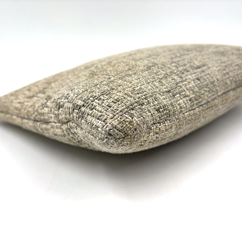 Chanel Deauville Tweed Gray Black Clutch Silver