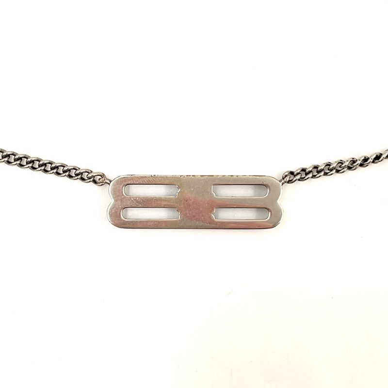 Balenciaga BB Icon Gourmet Adjustable Silver Necklace