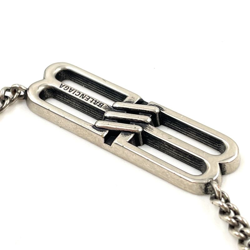 Balenciaga BB Icon Gourmet Adjustable Silver Necklace