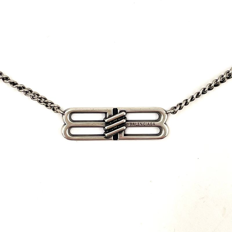 Balenciaga BB Icon Gourmet Adjustable Silver Necklace