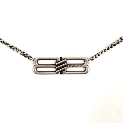 Balenciaga BB Icon Gourmet Adjustable Silver Necklace