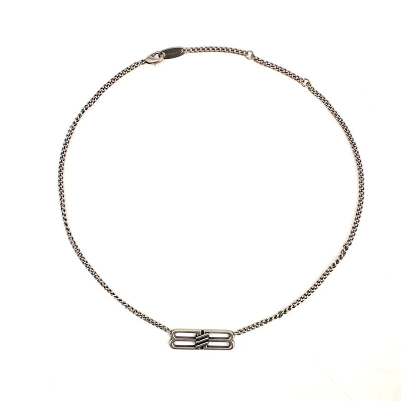 Balenciaga BB Icon Gourmet Adjustable Silver Necklace