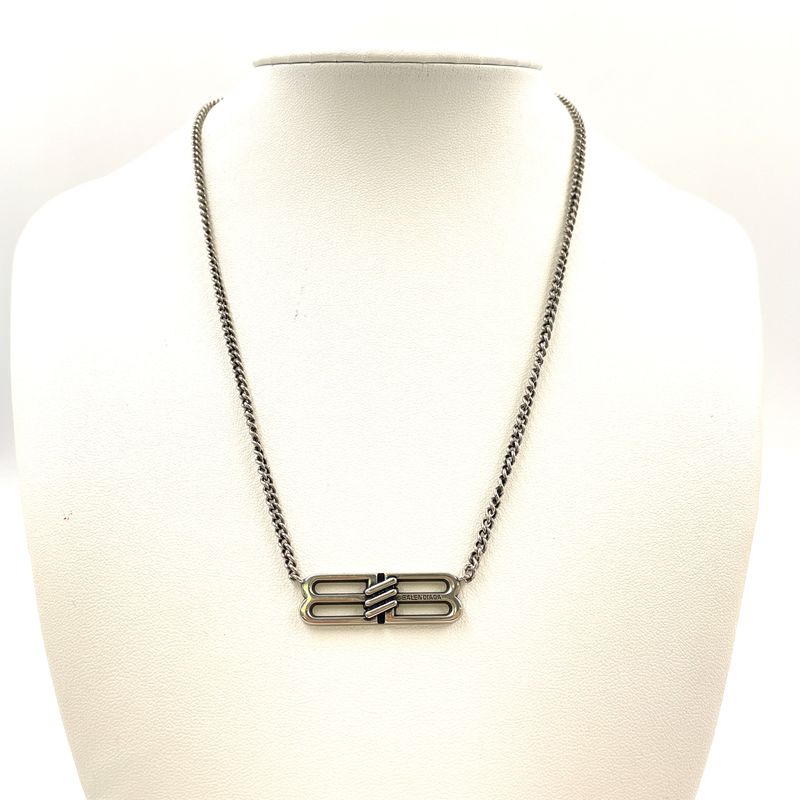 Balenciaga BB Icon Gourmet Adjustable Silver Necklace