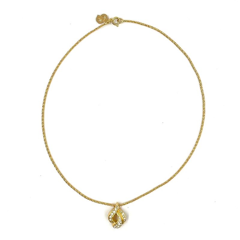 Dior Rhinestone Gold Necklace