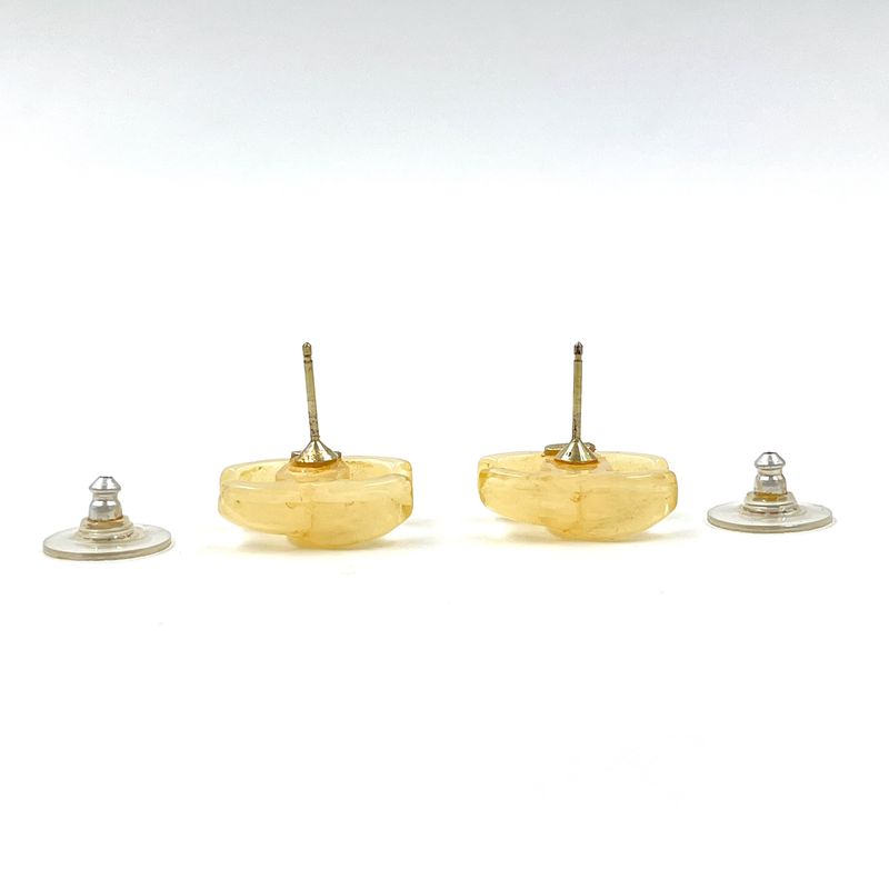 Chanel CC Logo Plastic Beige Earrings