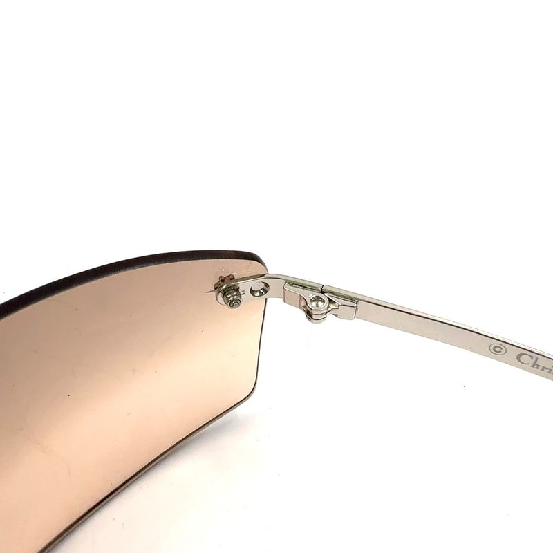 Dior Rimless 65 15 Plastic Pink Brown Sunglasses Silver