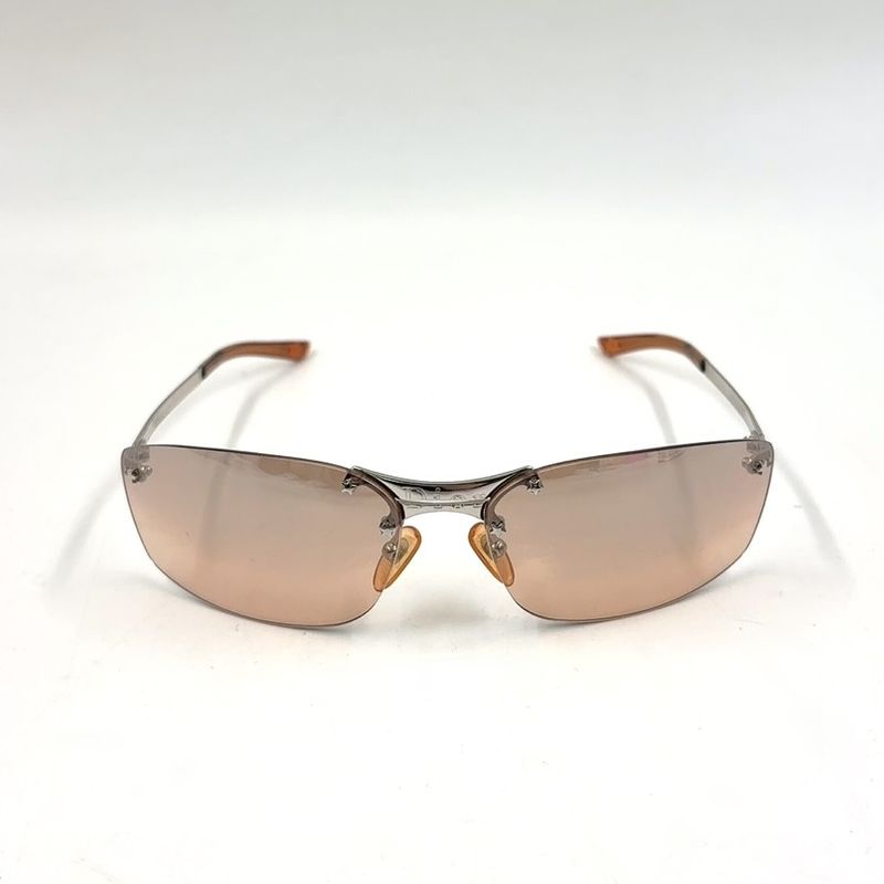 Dior Rimless 65 15 Plastic Pink Brown Sunglasses Silver