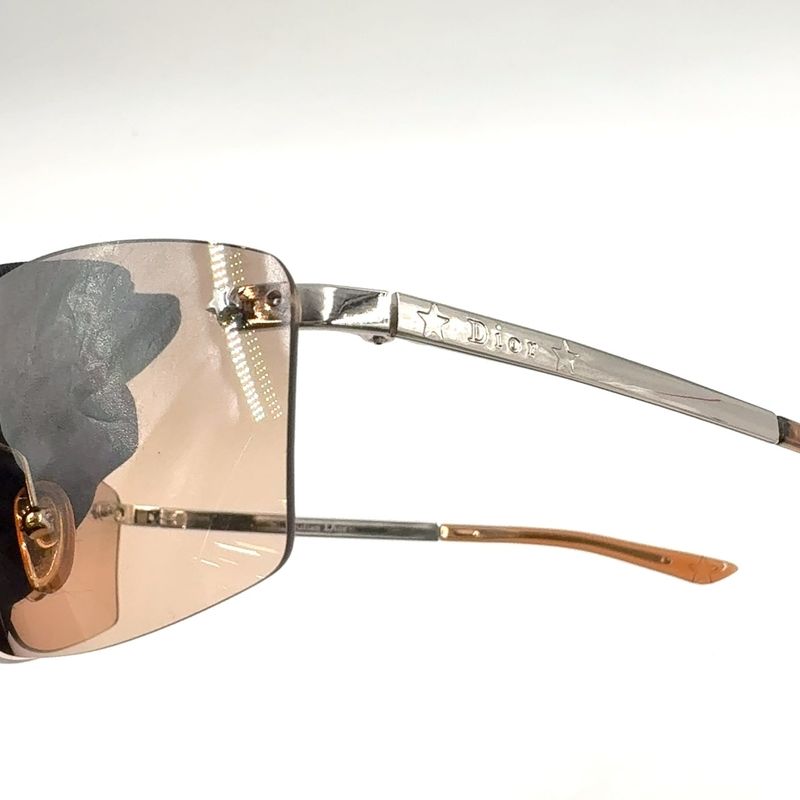 Dior Rimless 65 15 Plastic Pink Brown Sunglasses Silver