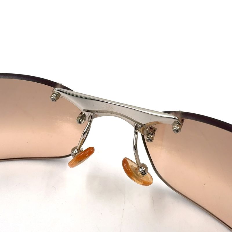 Dior Rimless 65 15 Plastic Pink Brown Sunglasses Silver