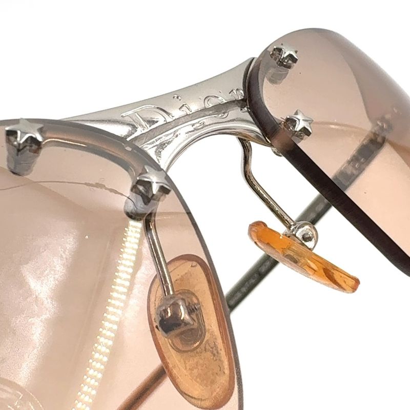 Dior Rimless 65 15 Plastic Pink Brown Sunglasses Silver