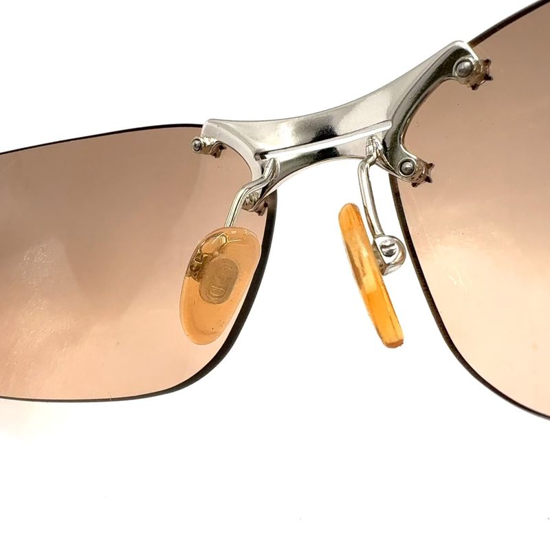 Dior Rimless 65 15 Plastic Pink Brown Sunglasses Silver