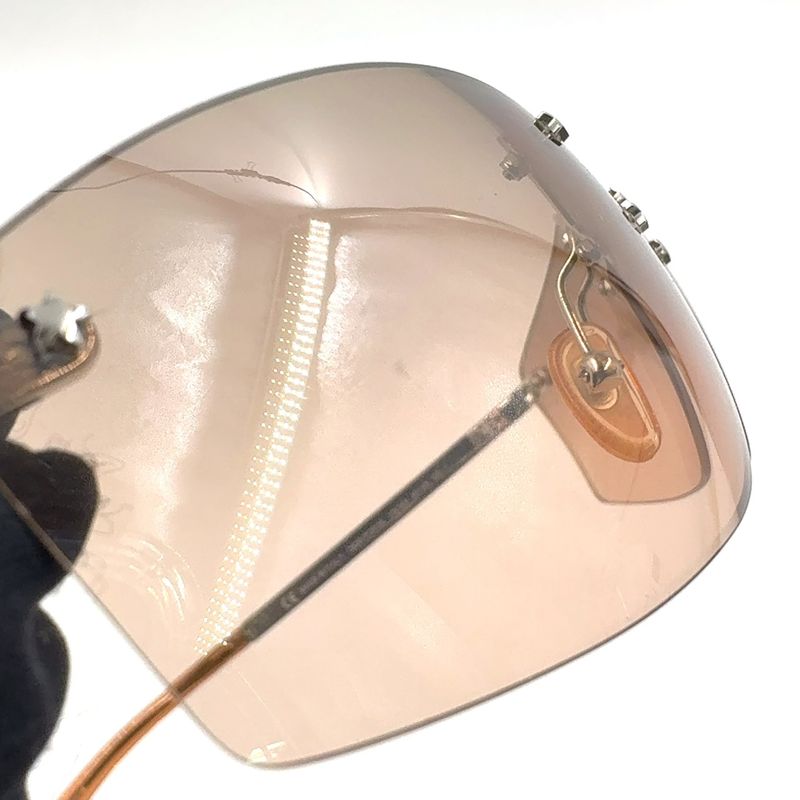 Dior Rimless 65 15 Plastic Pink Brown Sunglasses Silver