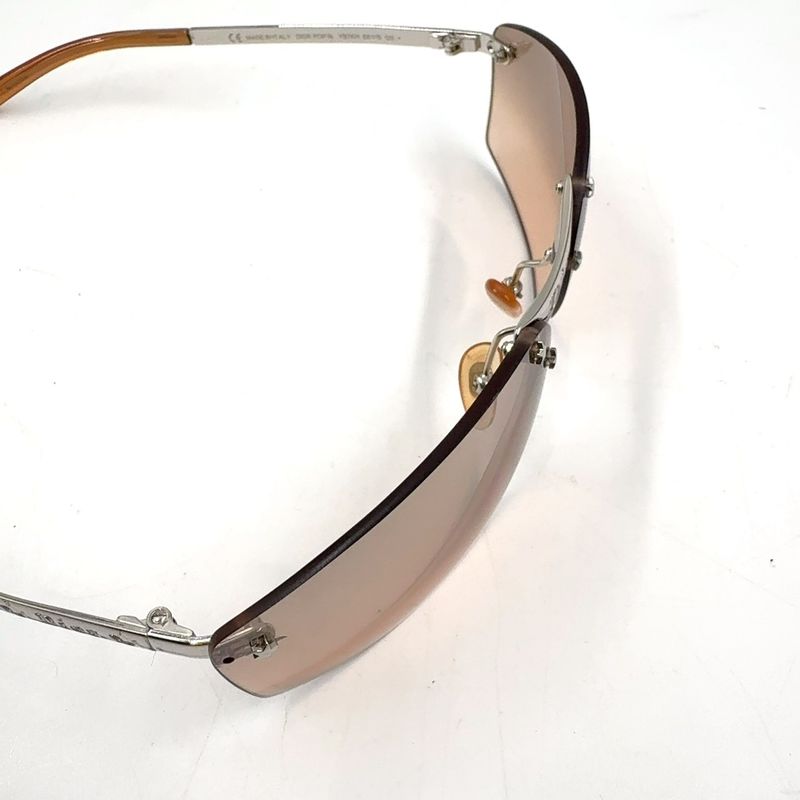 Dior Rimless 65 15 Plastic Pink Brown Sunglasses Silver