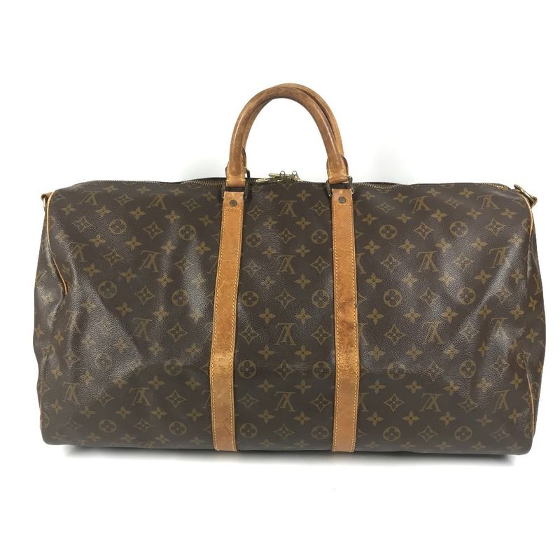 Louis Vuitton Boston Bag Keepall Bandouliere 55 Monogram Canvas Brown