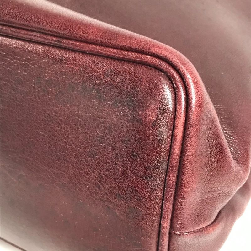 Chanel Shoulder Bag CC Logo Charm Leather Wine Red