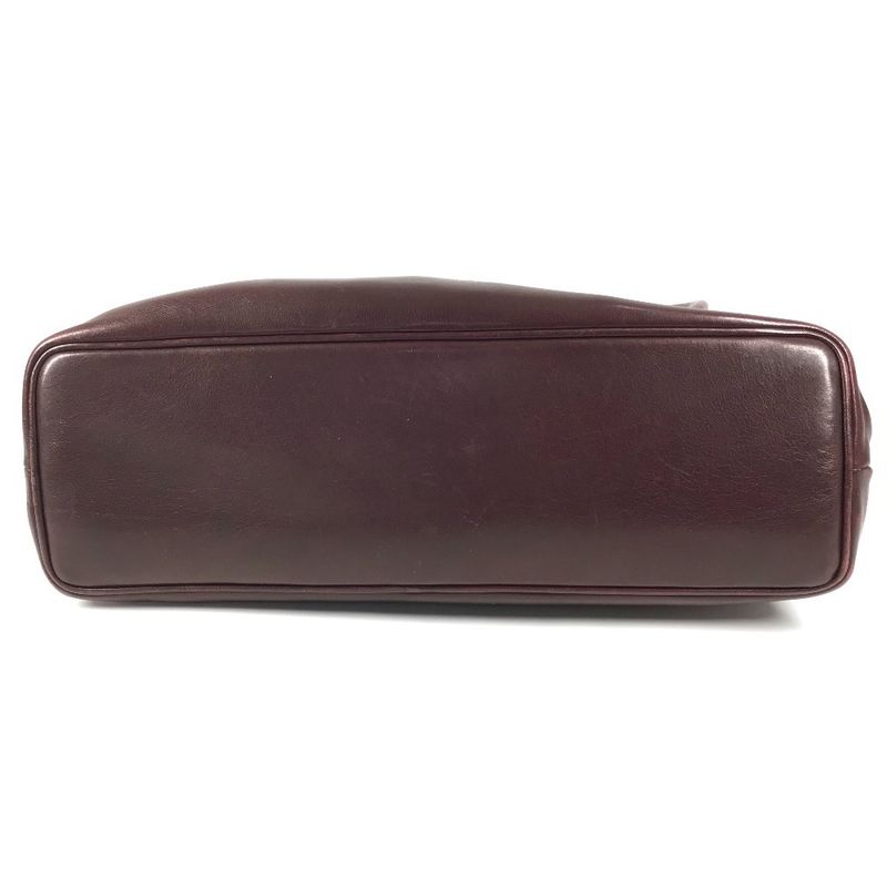 Chanel Shoulder Bag CC Logo Charm Leather Wine Red
