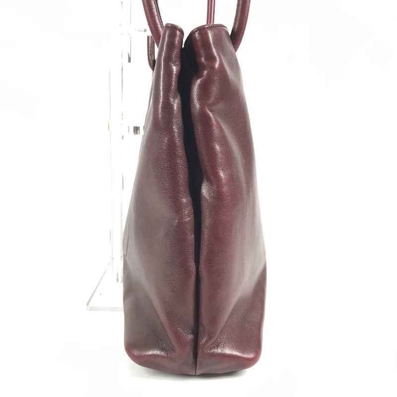 Chanel Shoulder Bag CC Logo Charm Leather Wine Red