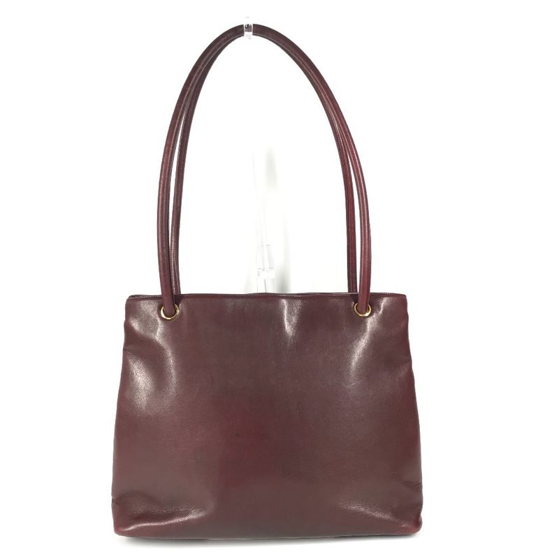 Chanel Shoulder Bag CC Logo Charm Leather Wine Red