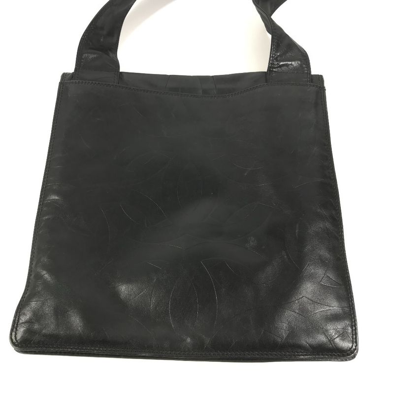 Chanel Shoulder Bag CC Logo All Over Pattern Leather Black