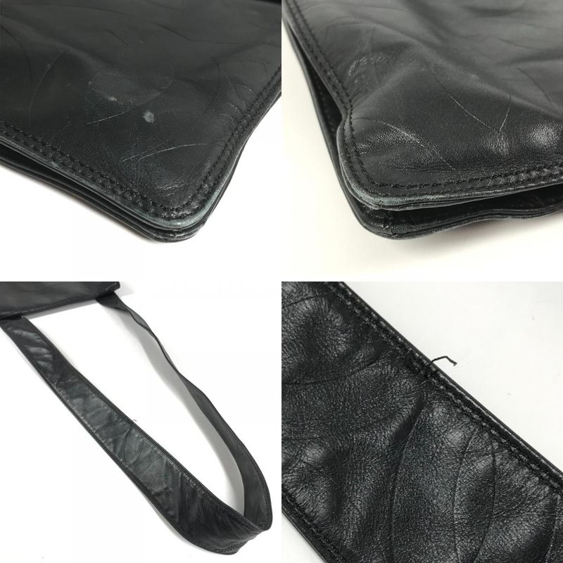 Chanel Shoulder Bag CC Logo All Over Pattern Leather Black