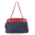 Chanel Shoulder Bag CC Logo Charm Leather Blue