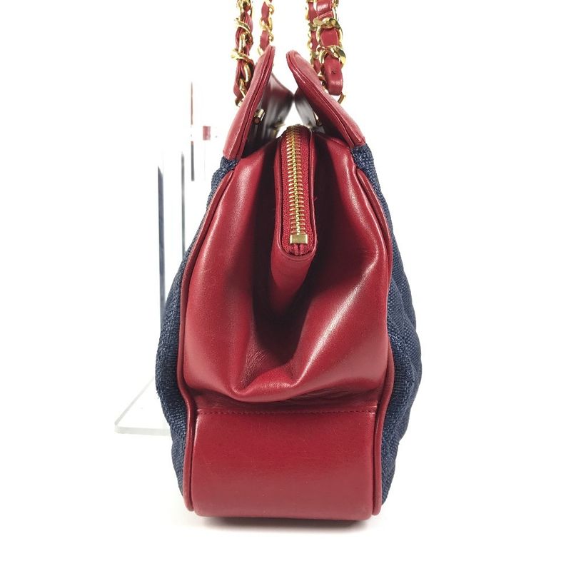 Chanel Shoulder Bag CC Logo Charm Leather Blue