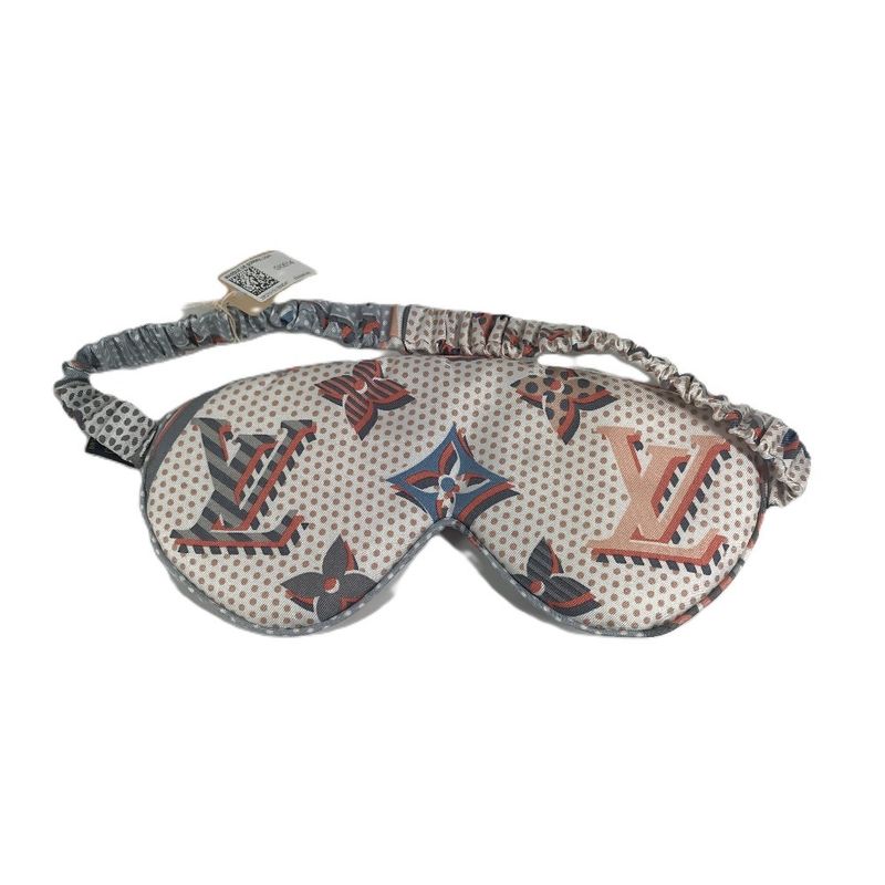 Louis Vuitton Eye Mask Blue Shell Silk Pink Pouch