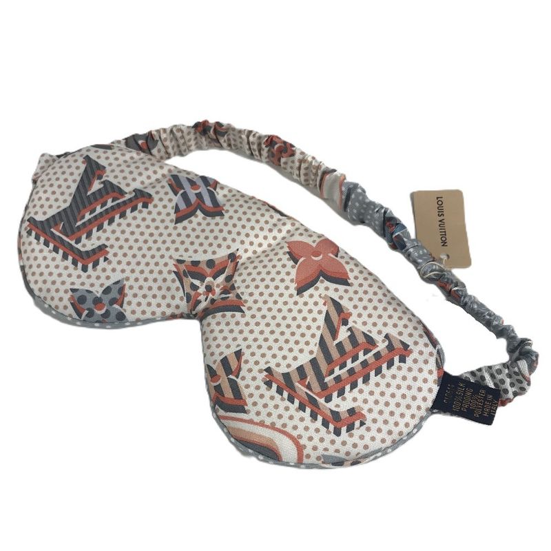 Louis Vuitton Eye Mask Blue Shell Silk Pink Pouch