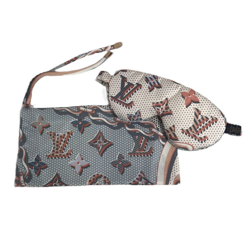 Louis Vuitton Eye Mask Blue Shell Silk Pink Pouch