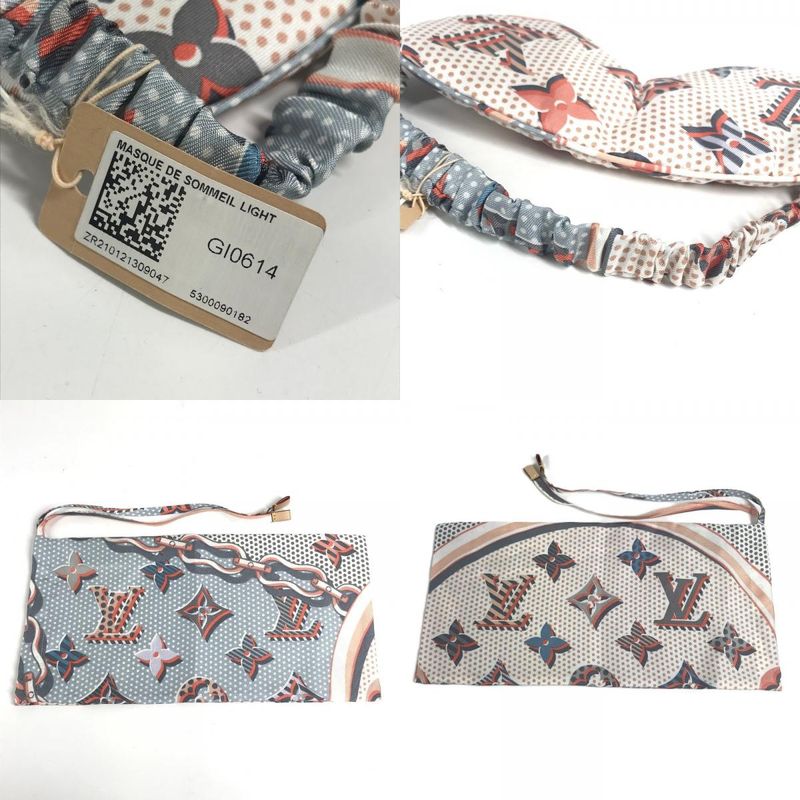 Louis Vuitton Eye Mask Blue Shell Silk Pink Pouch