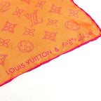Louis Vuitton Scarf Monogram Logo Neon Color Silk Orange Scarf