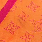 Louis Vuitton Scarf Monogram Logo Neon Color Silk Orange Scarf