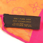Louis Vuitton Scarf Monogram Logo Neon Color Silk Orange Scarf