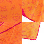 Louis Vuitton Scarf Monogram Logo Neon Color Silk Orange Scarf