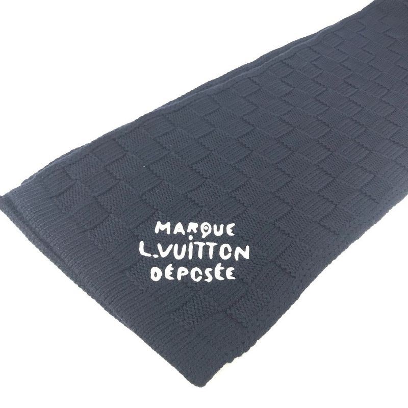 Louis Vuitton Scarf Damier Snug Wool Navy Scarf