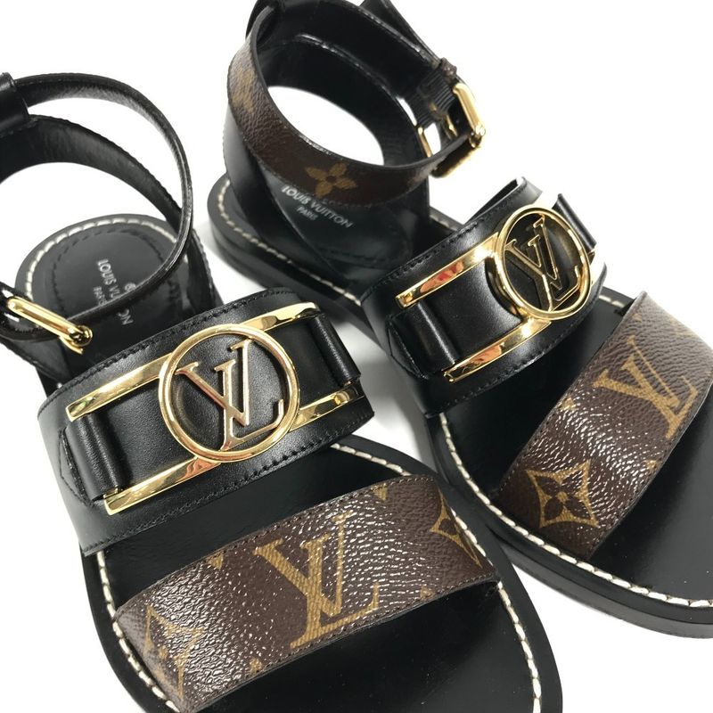 Louis Vuitton Sandals Logo LV Circle Monogram Canvas Black Brown