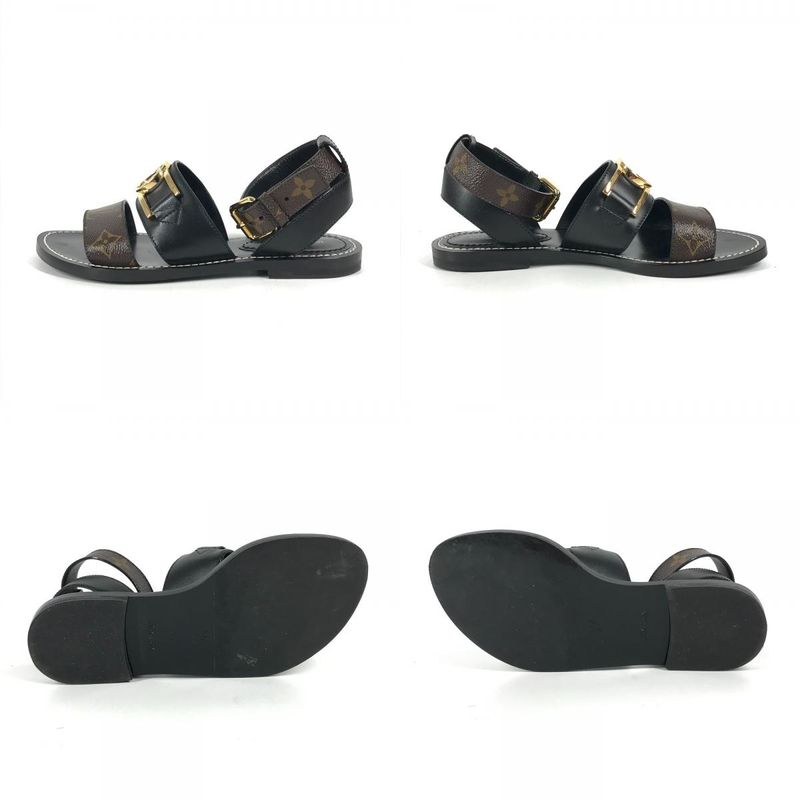 Louis Vuitton Sandals Logo LV Circle Monogram Canvas Black Brown